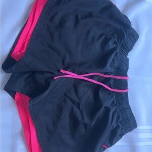 Women's Athletic Shorts in Black with Pink Trim